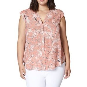 Sanctuary Paisley Ruffle Top Cap Sleeve Peach Floral Spring